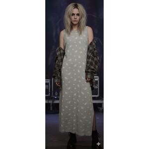 Current Elliott Perfect Muscle Tee Dress Maxi Gray Floral Distress 2 Grunge Boho